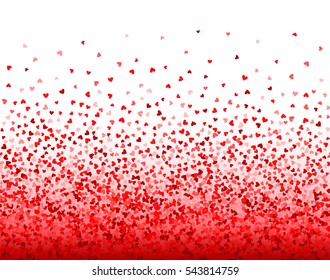 Horizontal seamless background with red hearts. Design for Valentines Day for greeting card, banner, wrapping, etc. EPS10 vector illustration.