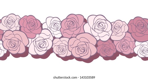 Horizontal seamless background with roses. Vector illustration.