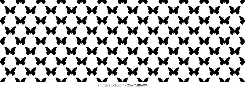 horizontal seamless of black butterfly design for pattern and background.