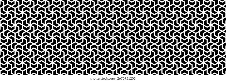 seta de direção preta sem costura horizontal em padrão hexágono para design e fundo.