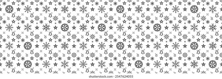 horizontal seamless black element of christmas for pattern and background.