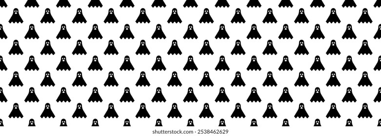 design fantasma preto sem costura horizontal para padrão e fundo.