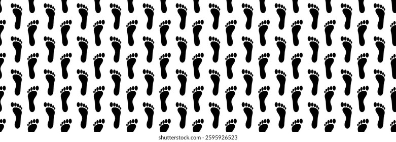 horizontal seamless of black left and right footprint for pattern and background.