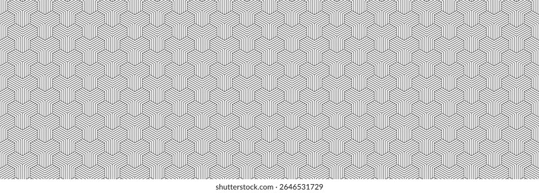 linhas pretas horizontais sem costura em design de hexágono geométrico em branco para padrão e fundo.