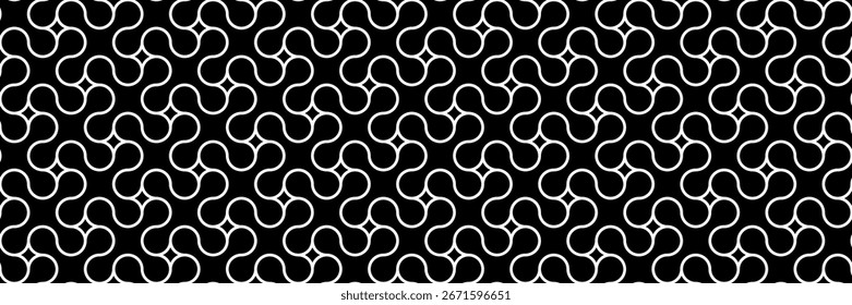 Horizontal patrón de círculo cruzado fundido negro sin costuras para el diseño y el fondo.