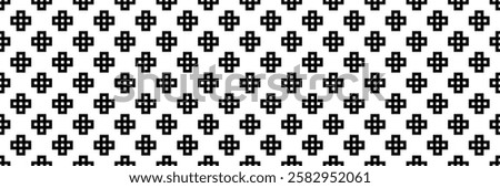 horizontal seamless of black outline cross or plus design for pattern and background.