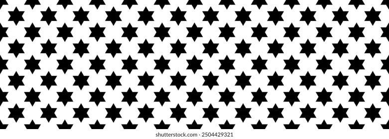 horizontal seamless of black six angles star for pattern and background.