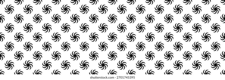 horizontal sem emenda do padrão de estrela de rotação preta para design e fundo.