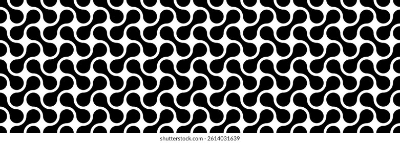 horizontal seamless black and white circle design for pattern and background.