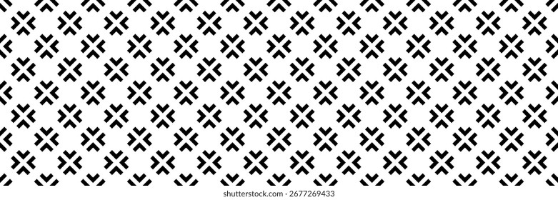 Horizontal patrón de cruz y flecha blanco y negro sin costuras para el diseño y el fondo.