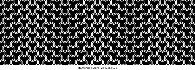 horizontal sem costura preto e branco hexágono azulejo e padrão têxtil para design.