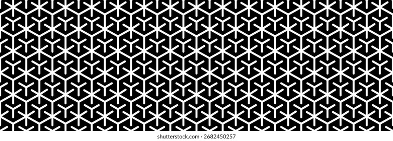 horizontale, nahtlose schwarz-weiße, dreifache Linie im Hexagon-Muster für Hintergrund.