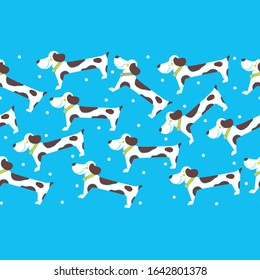 Horizontal seamless border with cute dogs. 