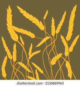 Horizontal nahtlose Grenze mit handgezeichneten Weizenspitzen auf Skizze, Vektorgrafik einzeln auf Weiß. Weizenähren für die Dekoration, Verpackungsdesign der Bäckerei in Schwarz, Weiß, Gold.
