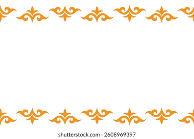 Horizontal seamless border with traditional ethnic ornament in orange. Perfect decorative element for invitations, cards, or certificates.