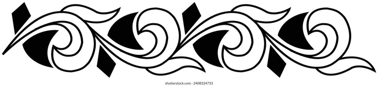 Horizontal seamless border vignette with flowers. decorative seamless ornamental border.