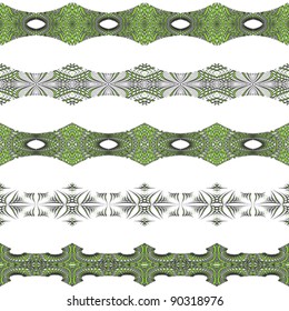 horizontal seamless borders against white background; abstract textures; vector art illustration