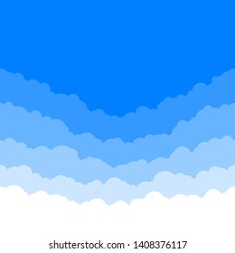 Horizontal seamless clouds. Skyline repeat texture. Sky background. Paper clouds layers. Vector illustration
