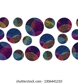 Horizontal seamless decorative polka dots border.
