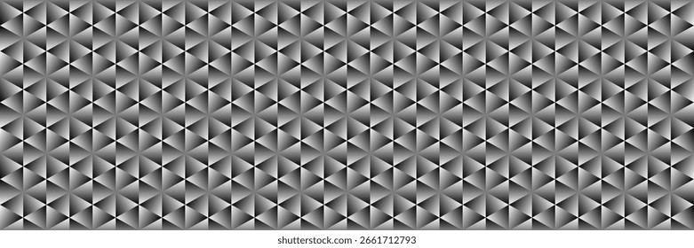Horizontal gradiente elegante sin fisuras blanco y negro en triángulo y hexágono patrón y fondo.