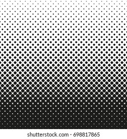 Horizontal seamless Halftone of rounded squares decreases up, on white background. Contrasty halftone background. Stock vector