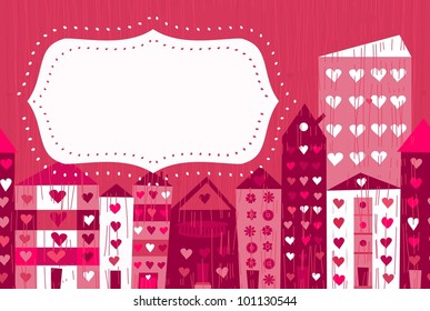 horizontal seamless love city with banner