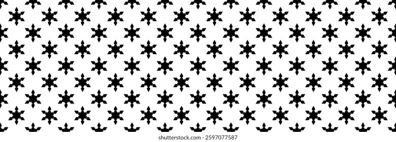 horizontal seamless of modern black bloom flower for pattern and background.