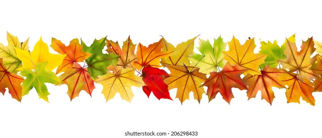 Horizontal seamless pattern of autumn leaves, vector illustration.