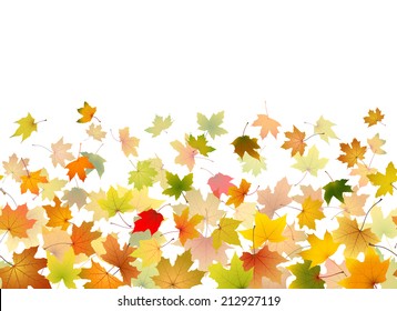 Horizontal seamless pattern of autumn leaves, vector illustration.