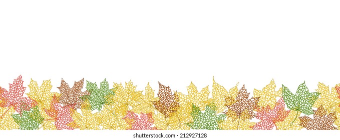 Horizontal seamless pattern of autumn leaves silhouettes, vector illustration.