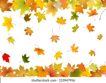 Horizontal seamless pattern of autumn leaves, vector illustration.