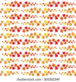 Horizontal seamless pattern of autumn leaves, vector illustration.