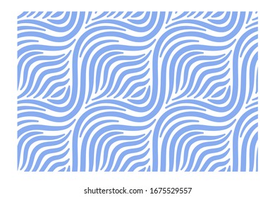 Horizontal seamless pattern of blue waves of the acute form. Design for backdrops with sea, rivers or water texture. Repeating texture. Figure for textiles.