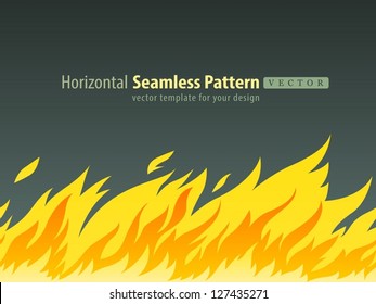 horizontal seamless pattern of burning fire, vector illustration. EPS10. Vector Illustration.