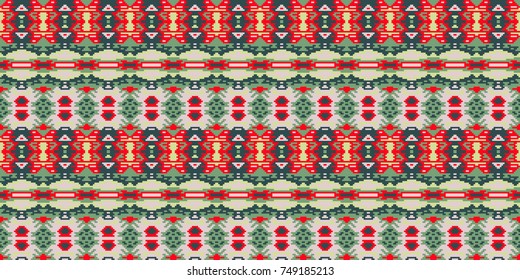 Horizontal seamless pattern Christmas design. Ethnic textile print. Vector fashion background.