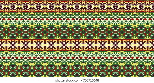 Horizontal seamless pattern Christmas design. Ethnic textile print. Vector fashion background.