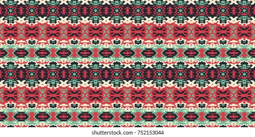 Horizontal seamless pattern Christmas design. Ethnic textile print. Vector fashion background.