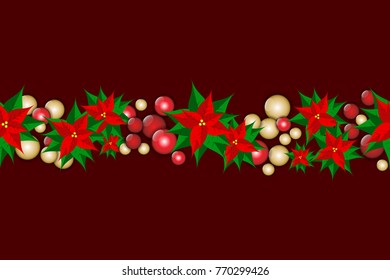 Horizontal seamless pattern with christmas star flowers. Vector illustration EPS10