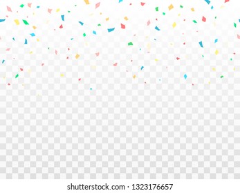 Horizontal seamless pattern colorful confetti. Carnival bright confetti for birthday celebration, festival and fair decoration. Vector