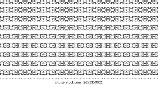 Horizontal seamless pattern with curved brackets and diamond details, forming a futuristic or sci-fi inspired repetitive structure. Great for digital or print projects.