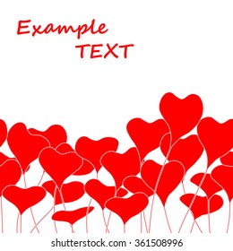 Horizontal seamless pattern with the flowers of hearts. Have place for text.