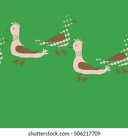Horizontal seamless pattern, halftone, birds.