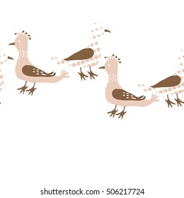 Horizontal seamless pattern, halftone, birds.