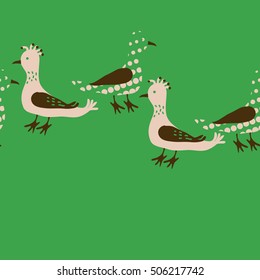 Horizontal seamless pattern, halftone, birds.