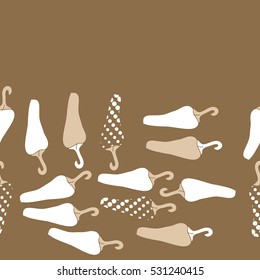 Horizontal seamless pattern of harvest, jalapeno peppers,hand drawn.