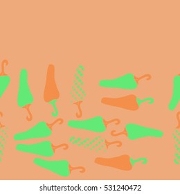 Horizontal seamless pattern of harvest, jalapeno peppers,hand drawn.