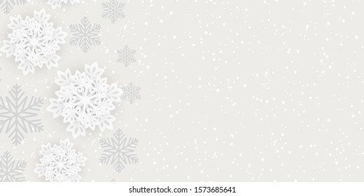 Horizontal seamless pattern for Merry Christmas and New Year. Modern design. Christmas and New Year background. Holiday Wallpaper. Winter infinite background. Snowflakes seamless pattern. Vector