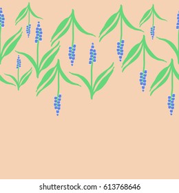 Horizontal seamless pattern, Mouse hyacinths . Hand drawn.