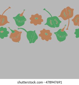 Horizontal seamless  pattern with pumpkins . Hand drawn.