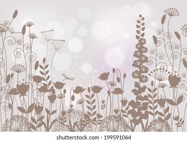 horizontal seamless pattern silhouettes braun colors on a light background.vector illustration